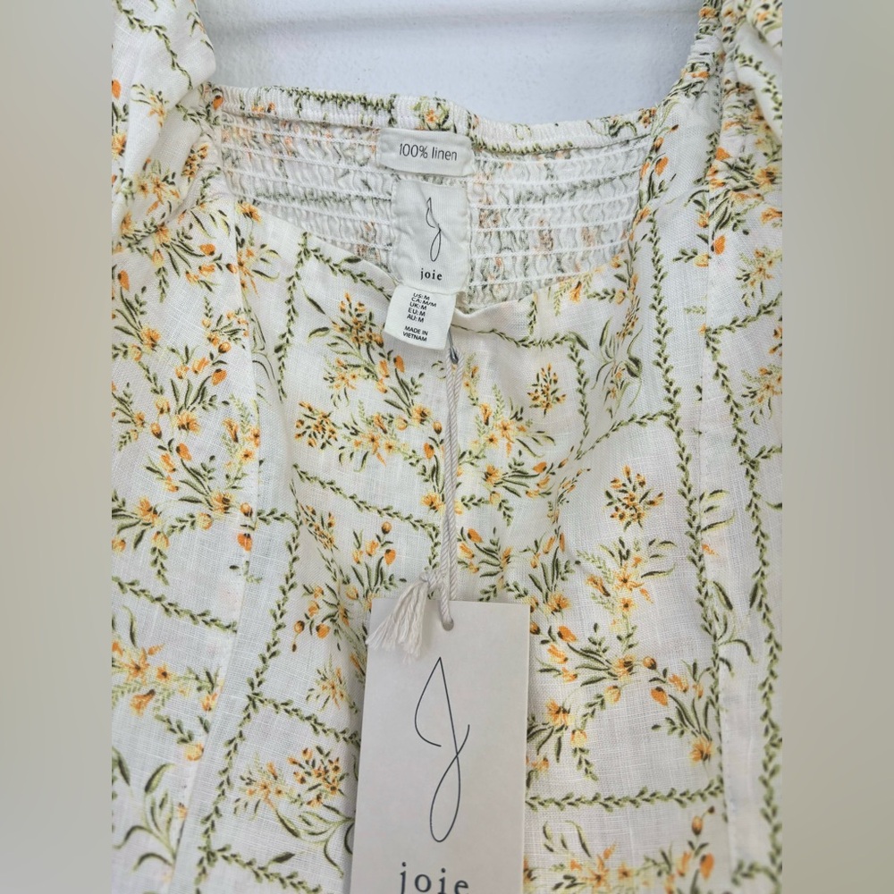 Joie NWT 100% linen floral print blouse Sz Medium - Picture 5 of 8